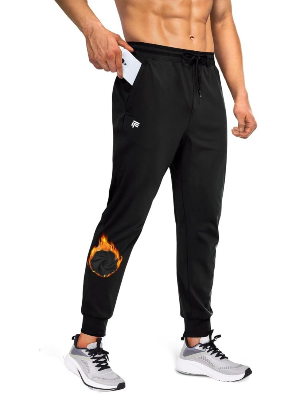 Men's Fleece-Lined Joggers with Zipper Pockets | Water-Resistant Winter